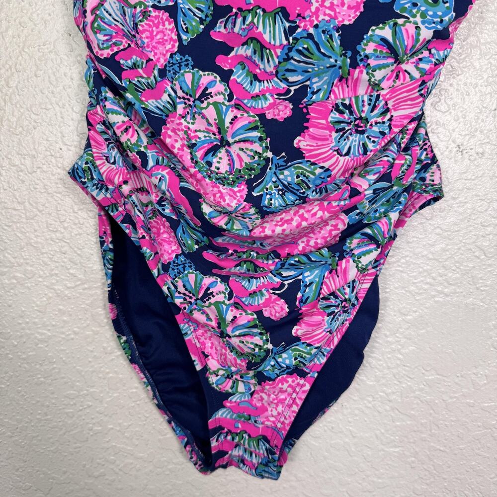 ON HOLD Lilly Pulitzer Leola Swimsuit Womens 4 One Piece Oyster Bay Navy Shroom - Picture 5 of 8